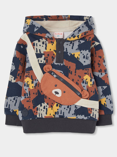 SUDADERA DE FELPA ESTAMPADA OSITO PARA NIÑO