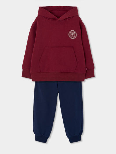 CONJUNTO DE NIÑO MANGA LARGA BURDEOS