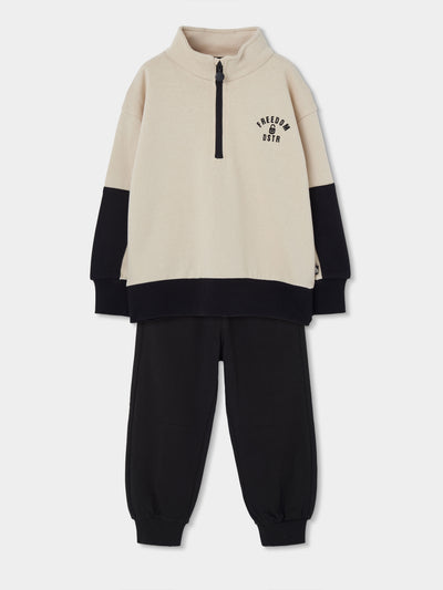 CONJUNTO MANGA LARGA BEIGE NIÑO