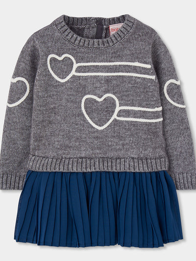 VESTIDO COMBINADO NIÑA CORAZONES