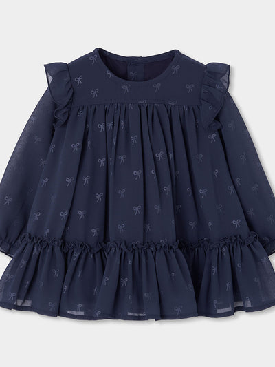 VESTIDO DE GASA ESTAMPADO DE LAZITOS NIÑA