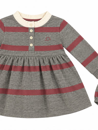 POLO VESTIDO DE RAYAS GRIS Y ROSA ELEO