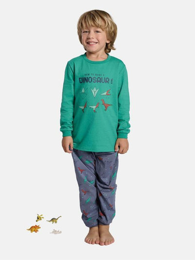 PIJAMA DE MANGA LARGA DINOSAURIOS DE PAPEL