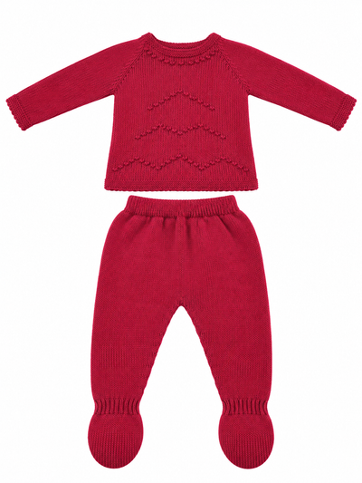 CONJUNTO DE BEBÉ DE LANA MANGA LARGA FUCSIA