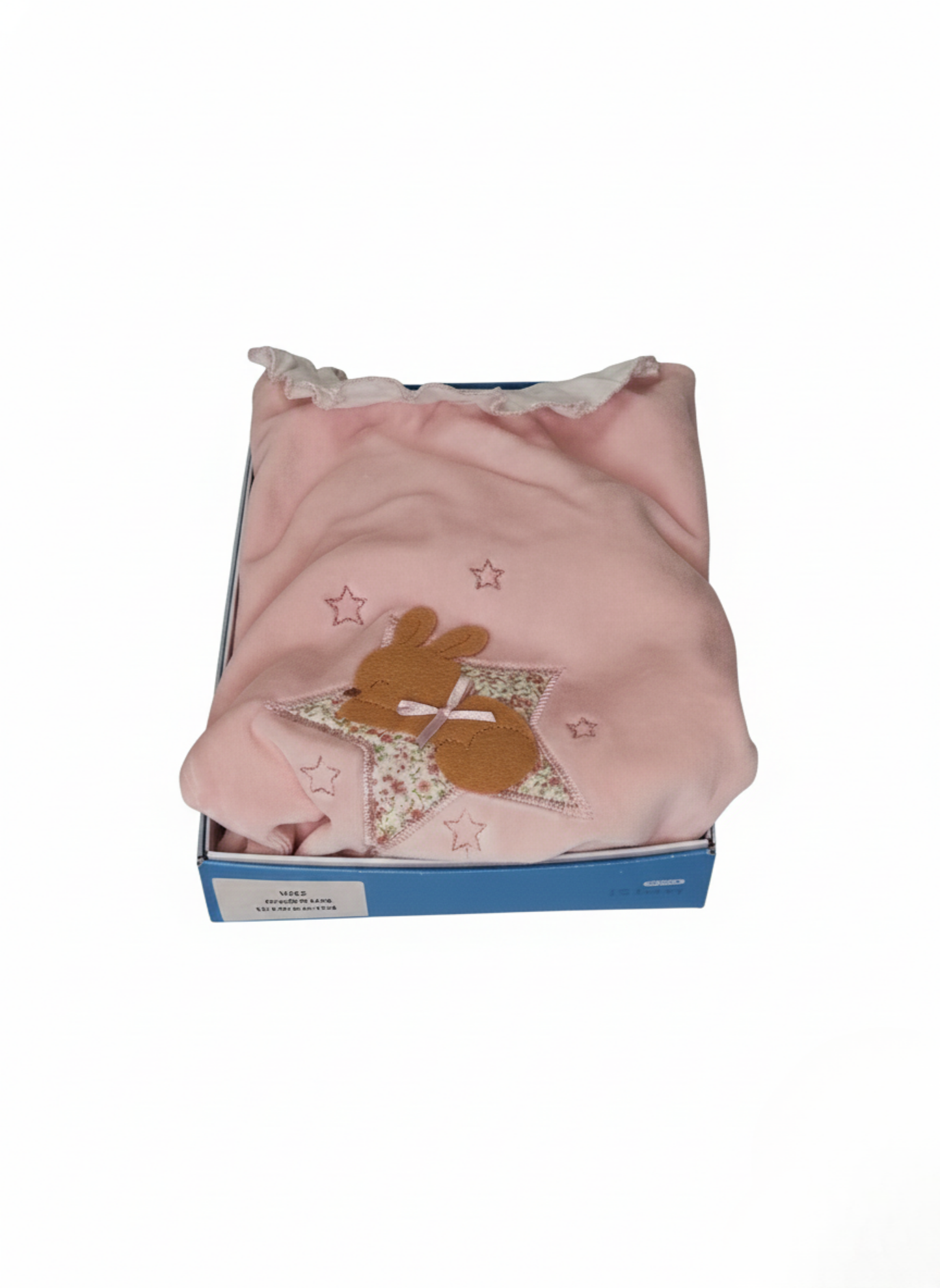 PELELE DE MANGA LARGA ROSA Y BLANCO CON CONEJITO Y ESTRELLA