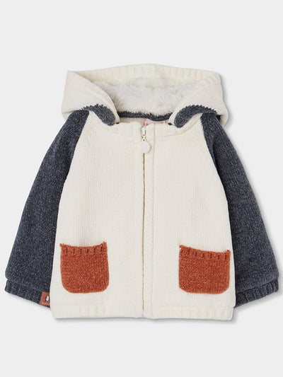 CHAQUETA TRICOTOSA CON CAPUCHA DE PINGÜINO PARA BEBÉ