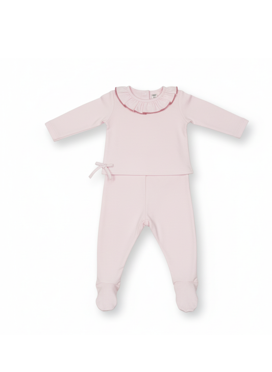 CONJUNTO TOP Y PANTALÓN ROSA PALO CON DETALLE DE LAZO