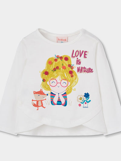 CAMISETA DE PUNTO PARA NIÑA LOVE IS NATURE