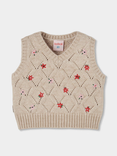 CHALECO TRICOTOSA PARA NIÑA BEIGE