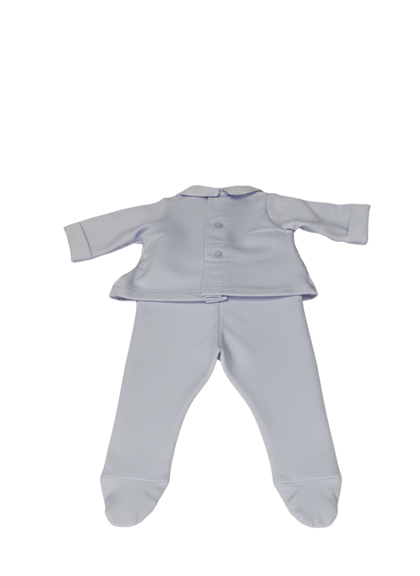 CONJUNTO TOP Y PANTALÓN AZUL CELESTO CON CUELLO PETER PAN