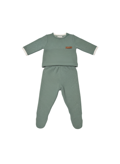 CONJUNTO TOP Y PANTALÓN DE PUNTO ACANALADO VERDE