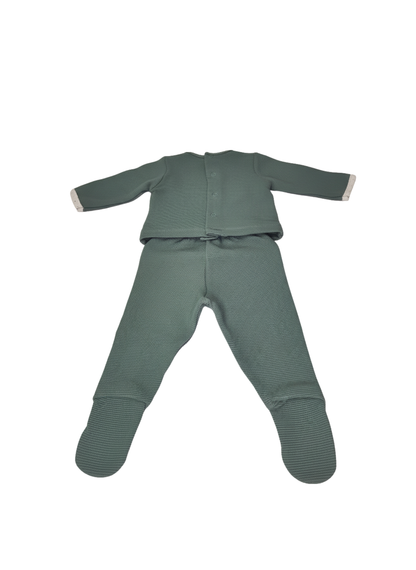 CONJUNTO TOP Y PANTALÓN DE PUNTO ACANALADO VERDE