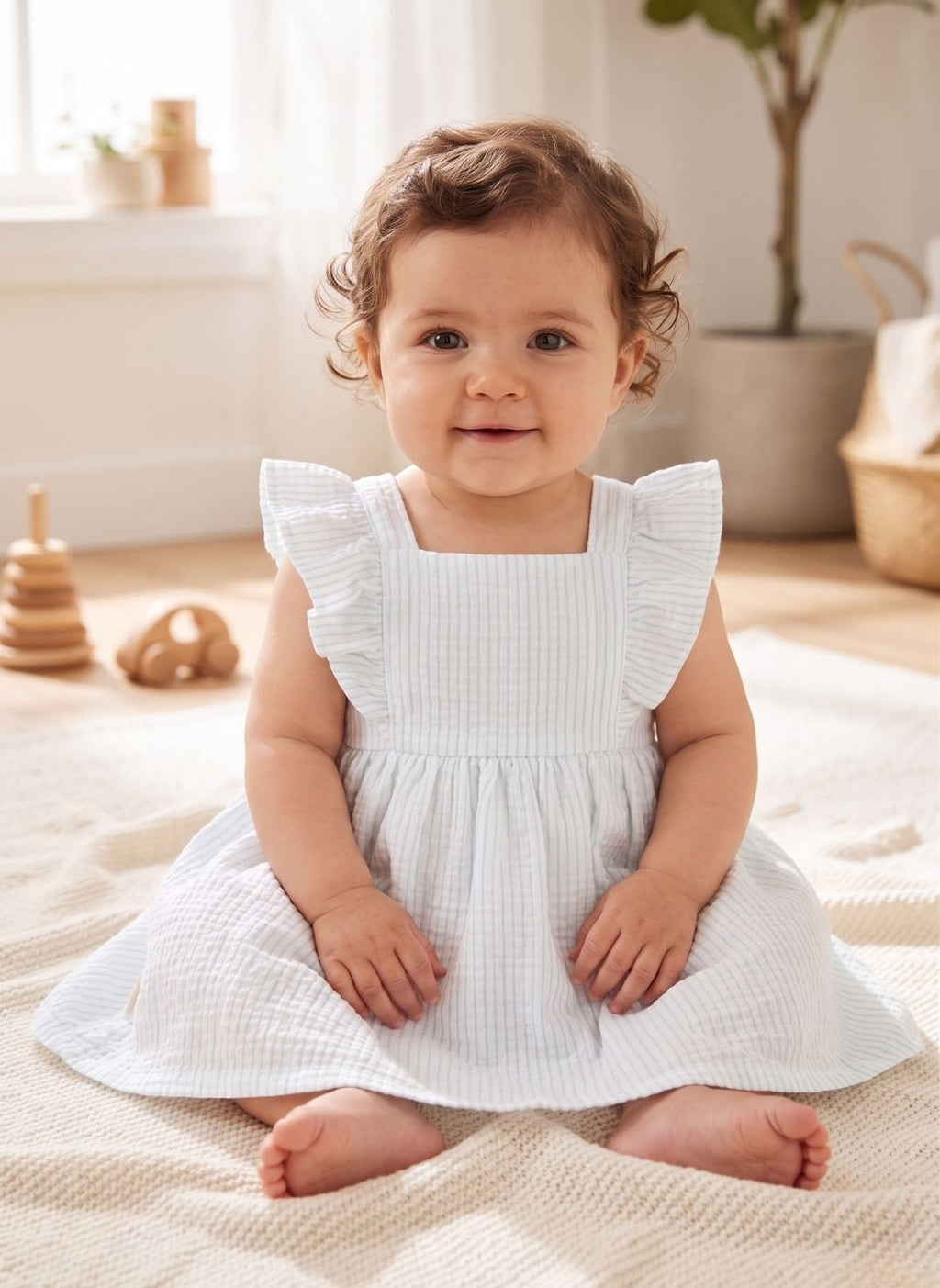 VESTIDO DE BEBÉ DE TIRANTES BLANCO