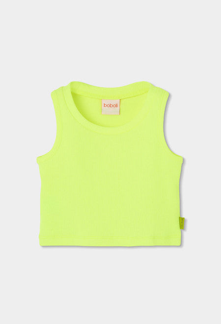 CAMISETA DE PUNTO SIN MANGAS VERDE NEÓN