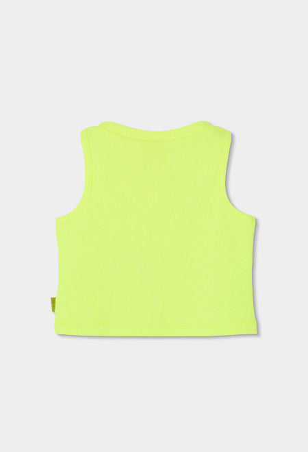 CAMISETA DE PUNTO SIN MANGAS VERDE NEÓN