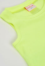 CAMISETA DE PUNTO SIN MANGAS VERDE NEÓN