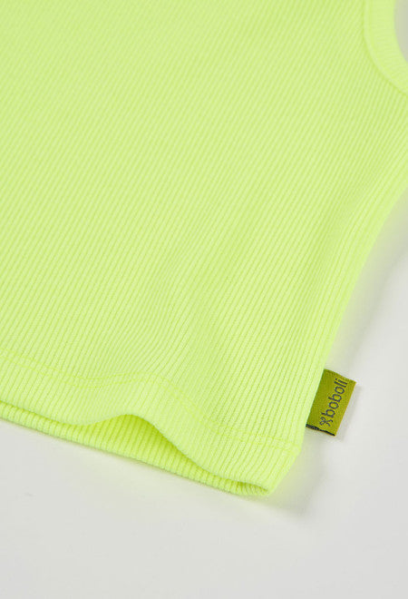 CAMISETA DE PUNTO SIN MANGAS VERDE NEÓN
