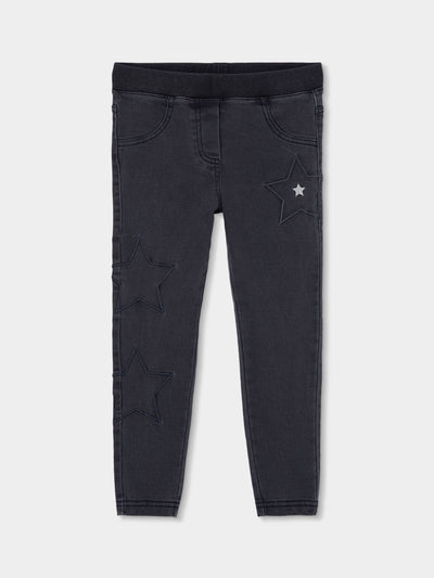 PANTALÓN DE PUNTO DENIM NEGRO PARA NIÑA