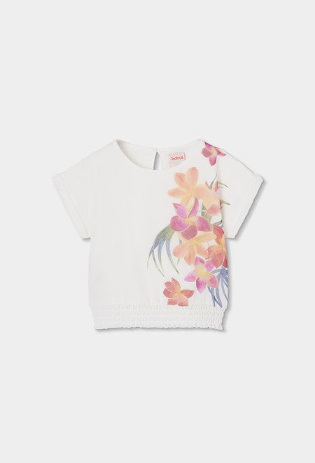 BLUSÓN DE GASA BLANCO CON FLORES