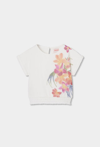 BLUSÓN DE GASA BLANCO CON FLORES