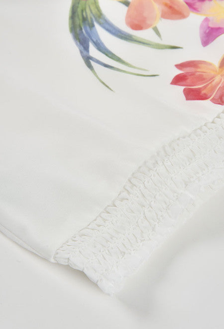 BLUSÓN DE GASA BLANCO CON FLORES
