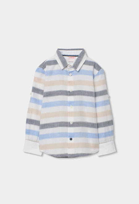 CAMISA DE LINO LISTADA MULTICOLOR