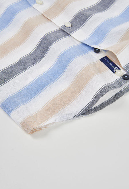 CAMISA DE LINO LISTADA MULTICOLOR