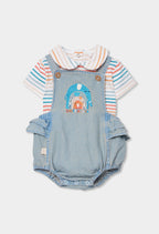 CONJUNTO DE PUNTO COMBINADO DE BEBÉ CON ELEFANTES
