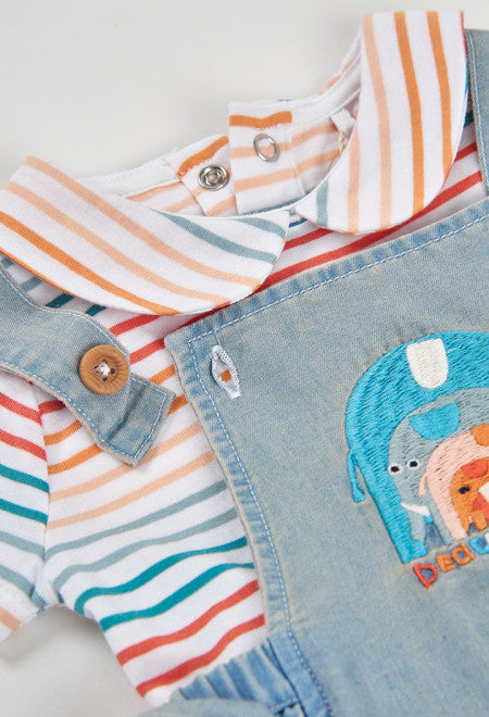 CONJUNTO DE PUNTO COMBINADO DE BEBÉ CON ELEFANTES