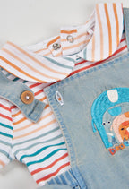 CONJUNTO DE PUNTO COMBINADO DE BEBÉ CON ELEFANTES