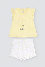 CONJUNTO DE BEBÉ SIN MANGAS AMARILLO CON LIMONCITO