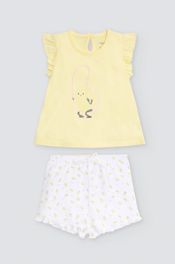 CONJUNTO DE BEBÉ SIN MANGAS AMARILLO CON LIMONCITO