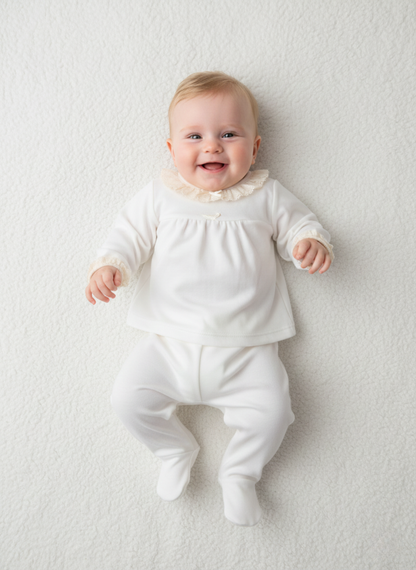 CONJUNTO TOP Y PANTALÓN CRUDO CON DETALLES DE ENCAJE