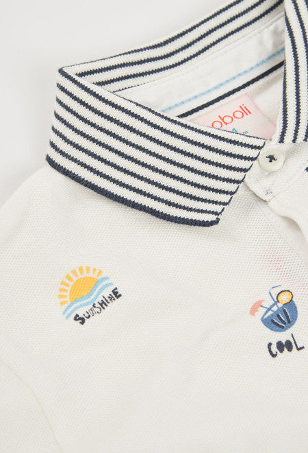 POLO PIQUÉ DE NIÑO CON ESTAMPADO PIRATA