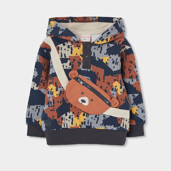 SUDADERA DE FELPA ESTAMPADA OSITO PARA NIÑO
