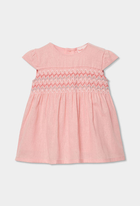 VESTIDO DE LINO DE BEBÉ ROSA