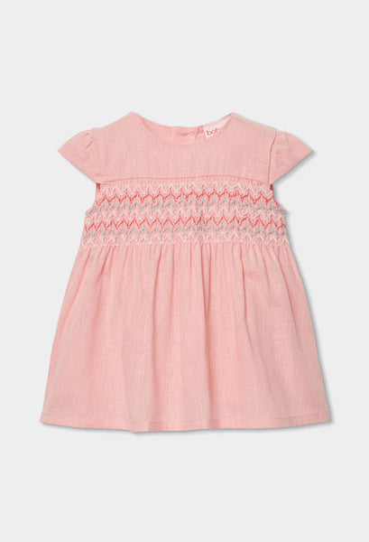 VESTIDO DE LINO DE BEBÉ ROSA