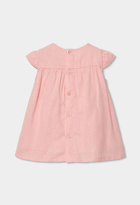 VESTIDO DE LINO DE BEBÉ ROSA