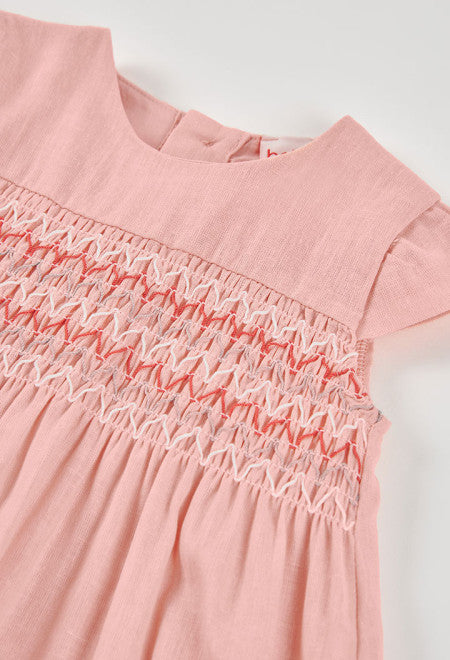 VESTIDO DE LINO DE BEBÉ ROSA