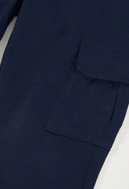 PANTALÓN DE LINO DE NIÑO AZUL MARINO