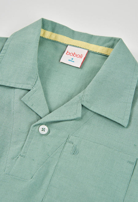 POLO DE LINO DE NIÑO VERDE