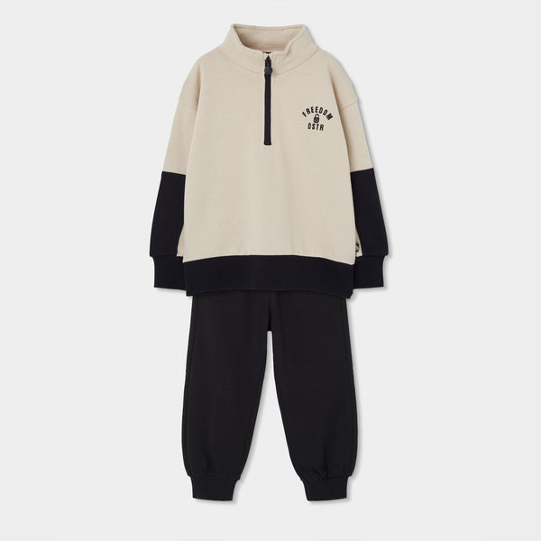 CONJUNTO MANGA LARGA BEIGE NIÑO