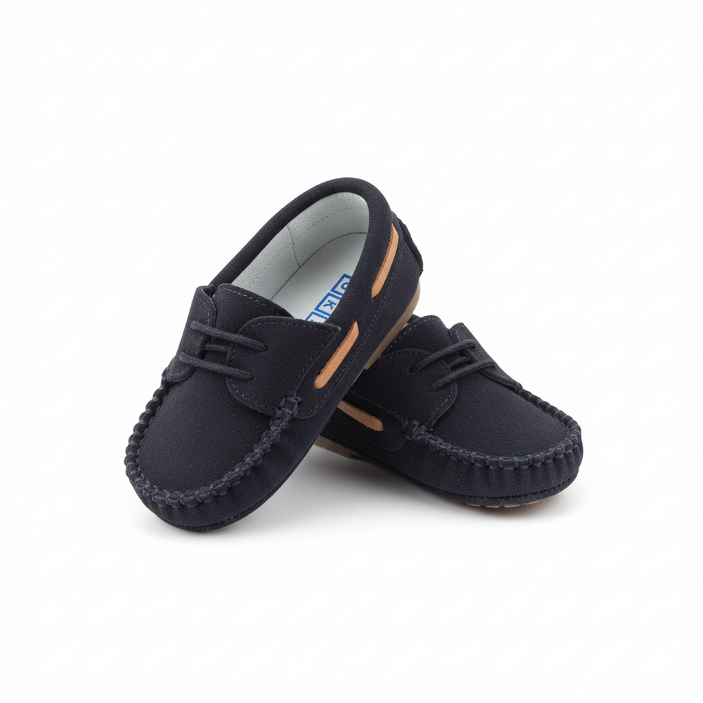 MOCASÍN CON CORDÓN AZUL MARINO