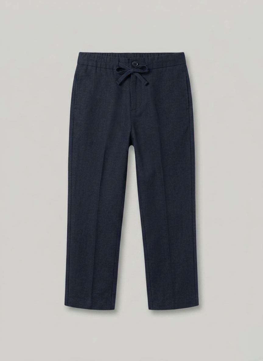 PANTALÓN CORTO AZUL MARINO NIÑO CON CORDONES AZULES
