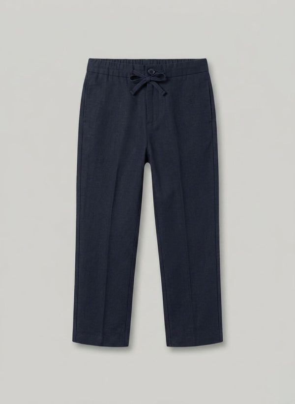 PANTALÓN CORTO AZUL MARINO NIÑO CON CORDONES AZULES