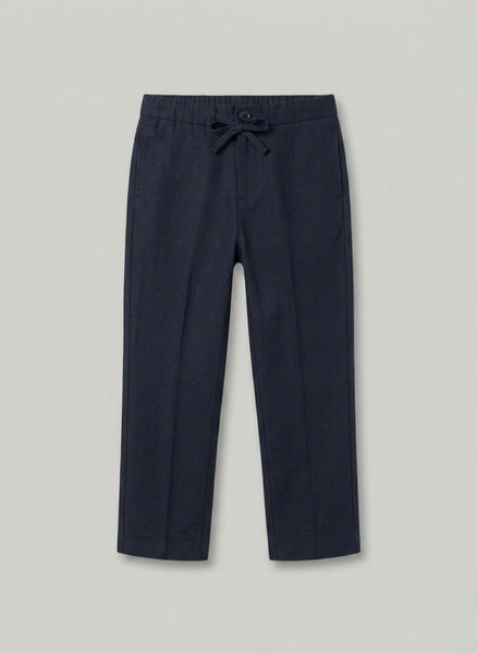 PANTALÓN CORTO AZUL MARINO NIÑO CON CORDONES AZULES