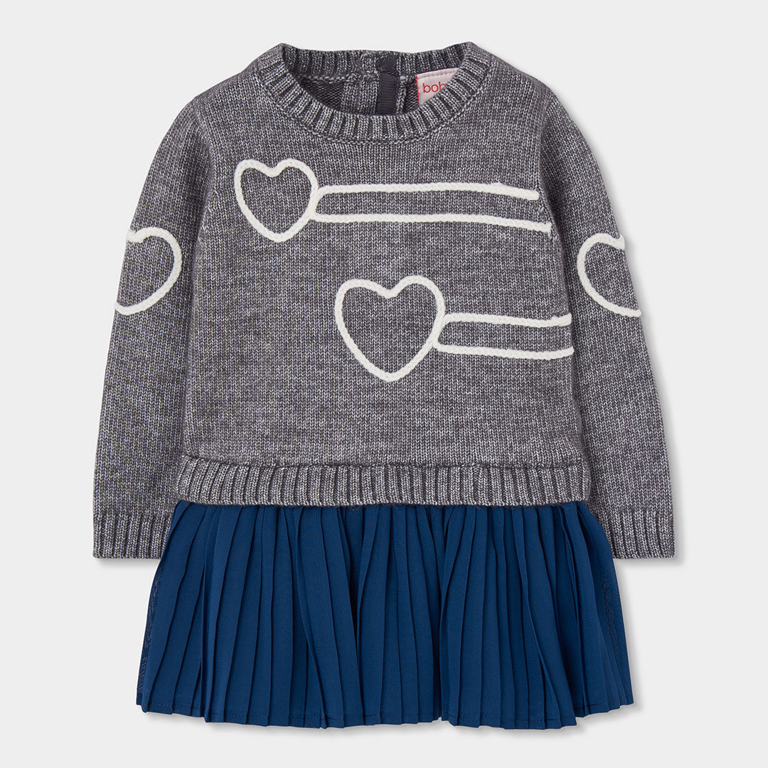 VESTIDO COMBINADO NIÑA CORAZONES