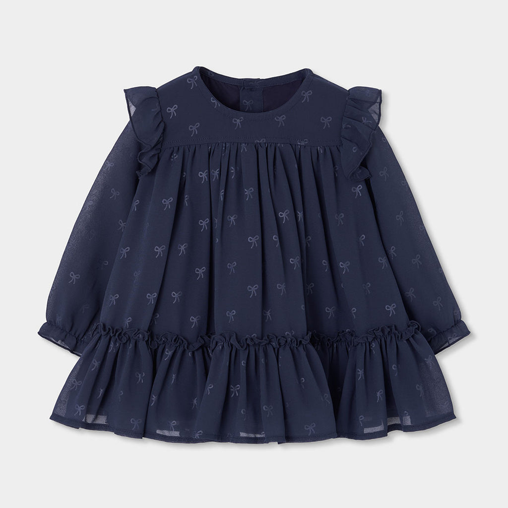 VESTIDO DE GASA ESTAMPADO DE LAZITOS NIÑA