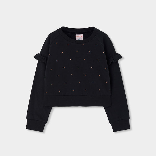 SUDADERA DE MANGA LARGA NEGRA NIÑA