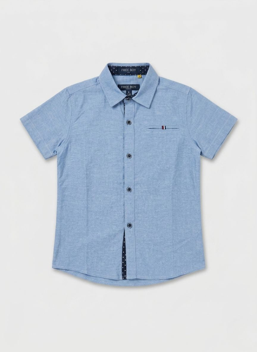 CAMISA MANGA CORTA NIÑO AZUL